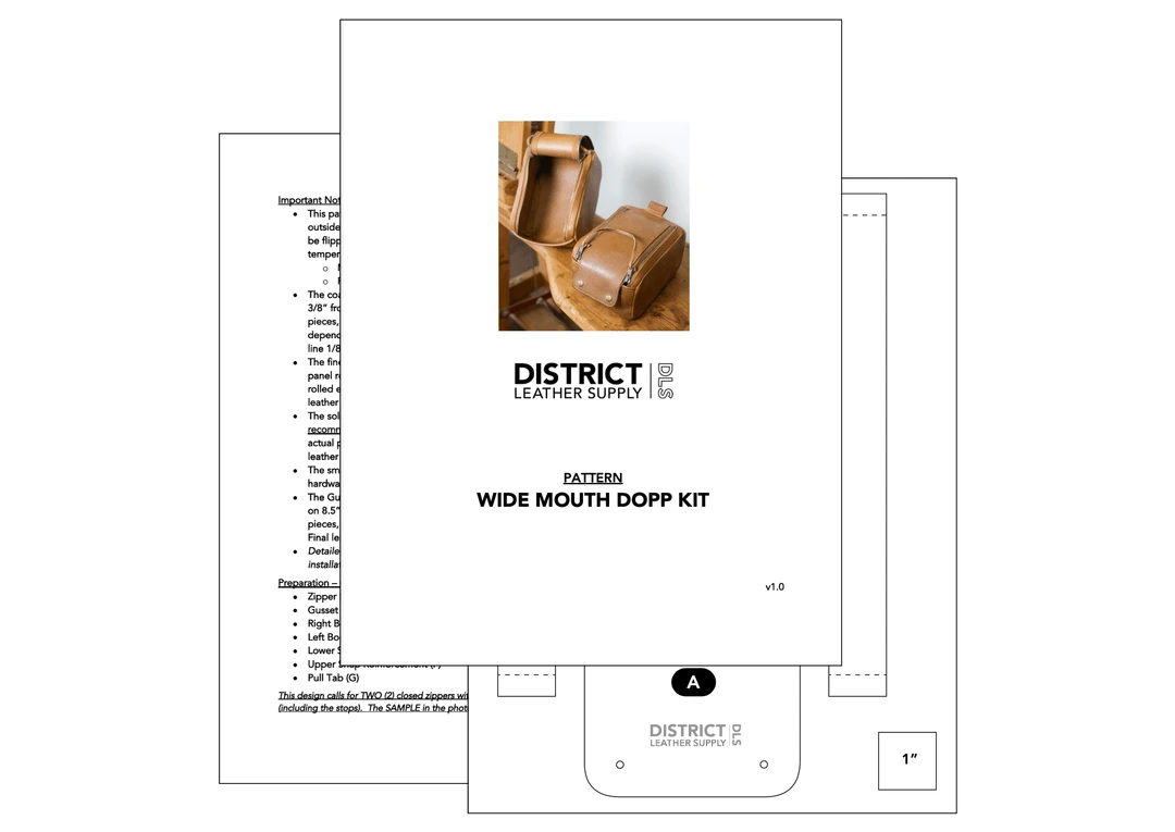District Leather Supply Patterns Digital Pattern: Wide Mouth Dopp Kit District Leather Supply Patterns Digital Pattern: Wide Mouth Dopp Kit