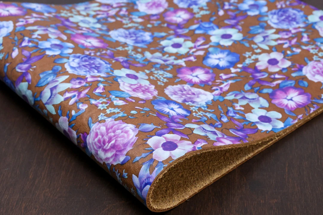 Conceria La Perla Azzurra Floral Print, Brown Leather Conceria La Perla Azzurra Floral Print, Brown Leather